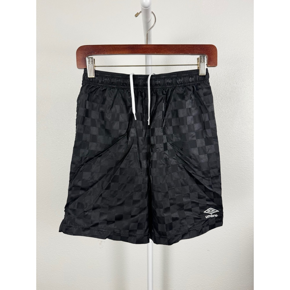 Umbro Boys Black Checkerboard Soccer Shorts Size L 12/14 Athletic Activewear